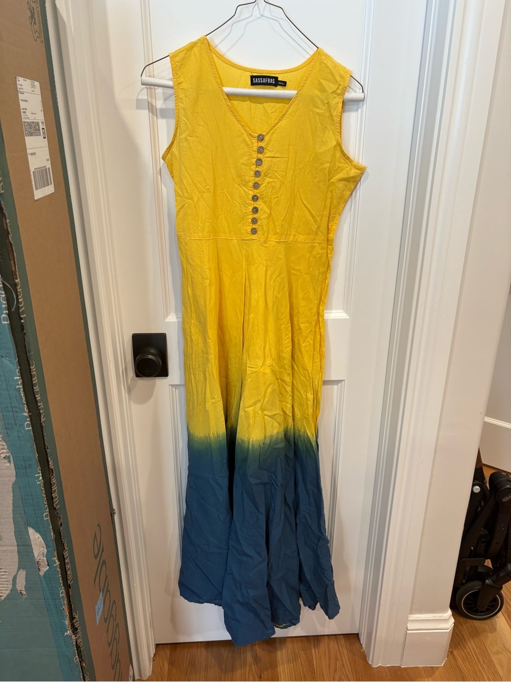 Sassafras Yellow to Blue Ombre Sleeveless Maxi Dress